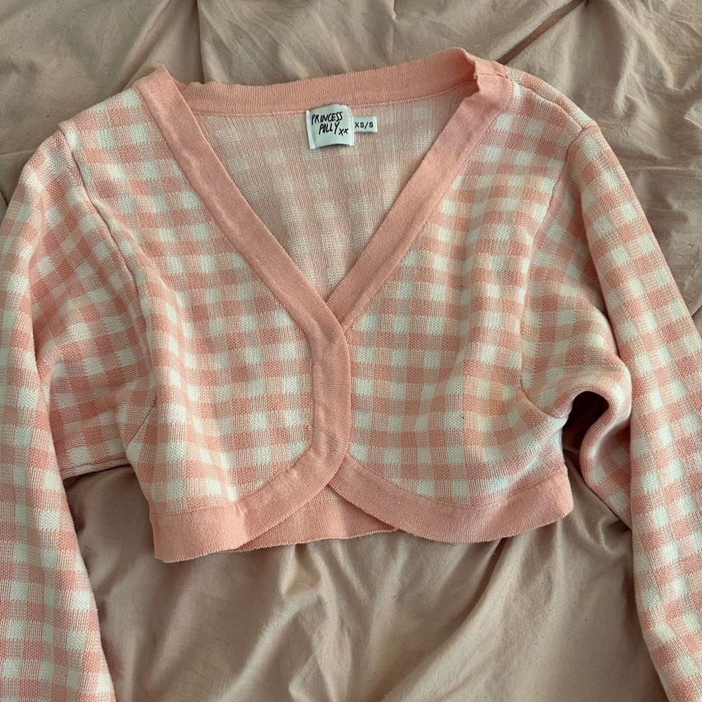 Princess Polly Pink Checkered Cardigan